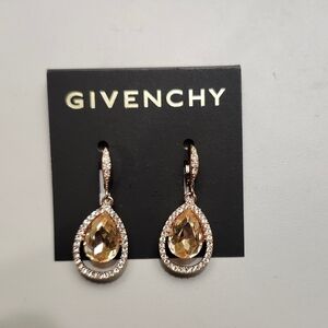NWT Givenchy Rose Gold-Tone Stone & Crystal Pear Orbital Drop Earrings